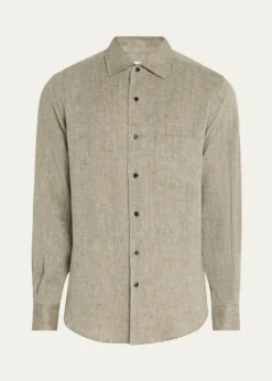 Loro PianaMen's Andre Summer Linen Casual Button-Down Shirt