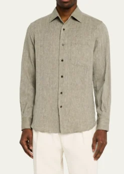 Loro PianaMen's Andre Summer Linen Casual Button-Down Shirt