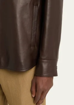 Loro PianaMen's Bruno Leather Overshirt Jacket