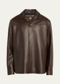 Loro PianaMen's Bruno Leather Overshirt Jacket