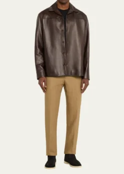 Loro PianaMen's Bruno Leather Overshirt Jacket