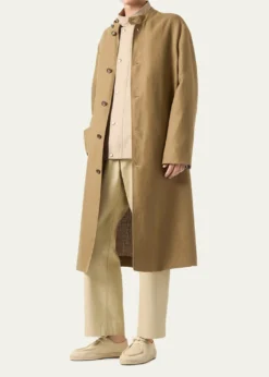 Loro PianaMen's Doran Linen Band-Collar Belted Trench Coat