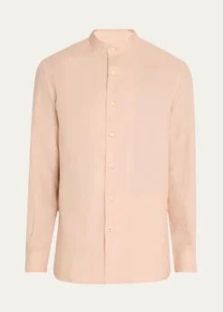 Loro PianaMen's Elia Linen Mandarin-Collar Sport Shirt