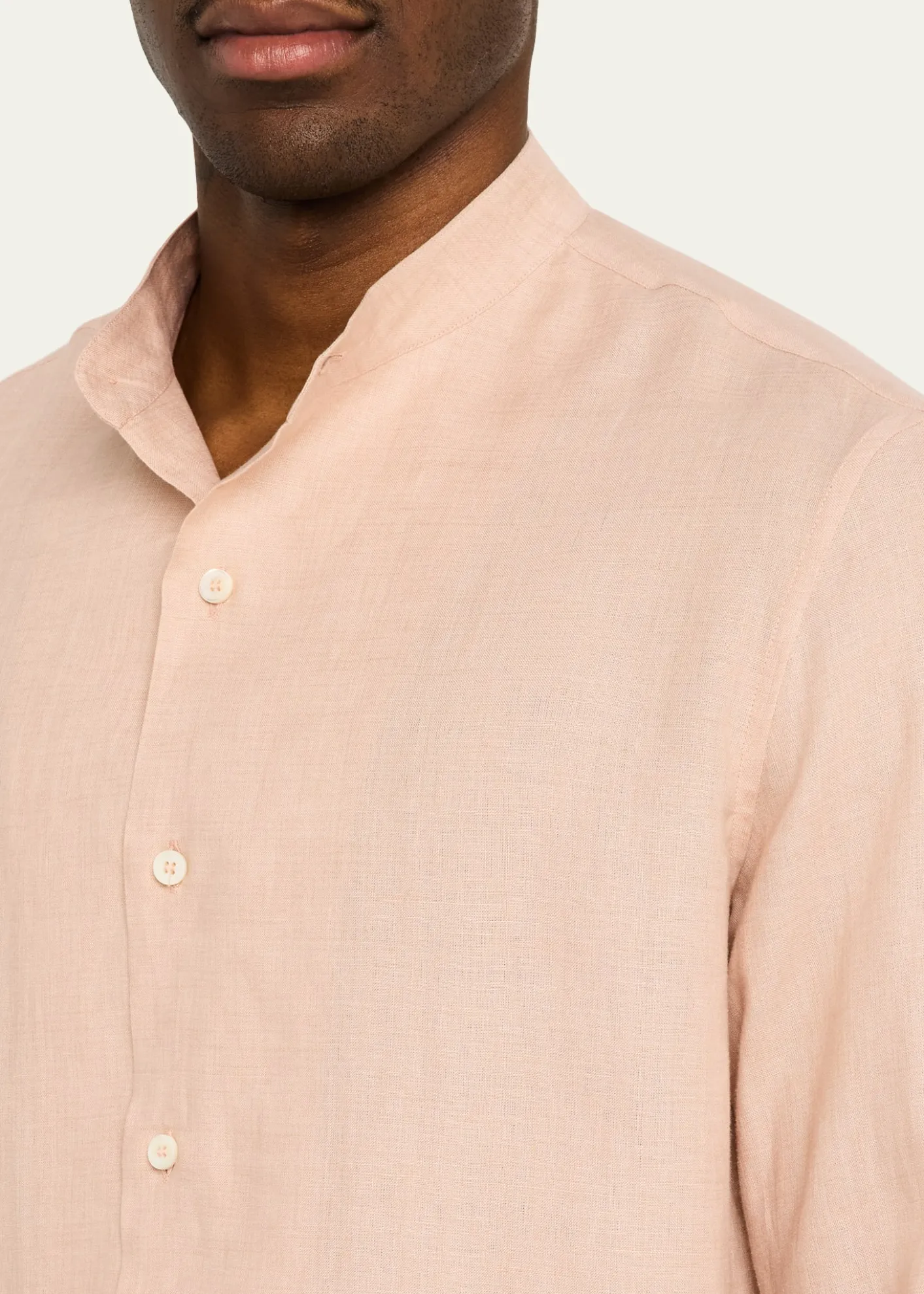 Loro PianaMen's Elia Linen Mandarin-Collar Sport Shirt