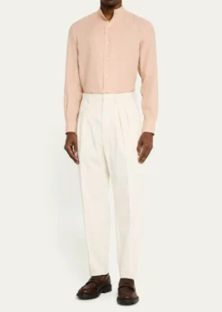 Loro PianaMen's Elia Linen Mandarin-Collar Sport Shirt