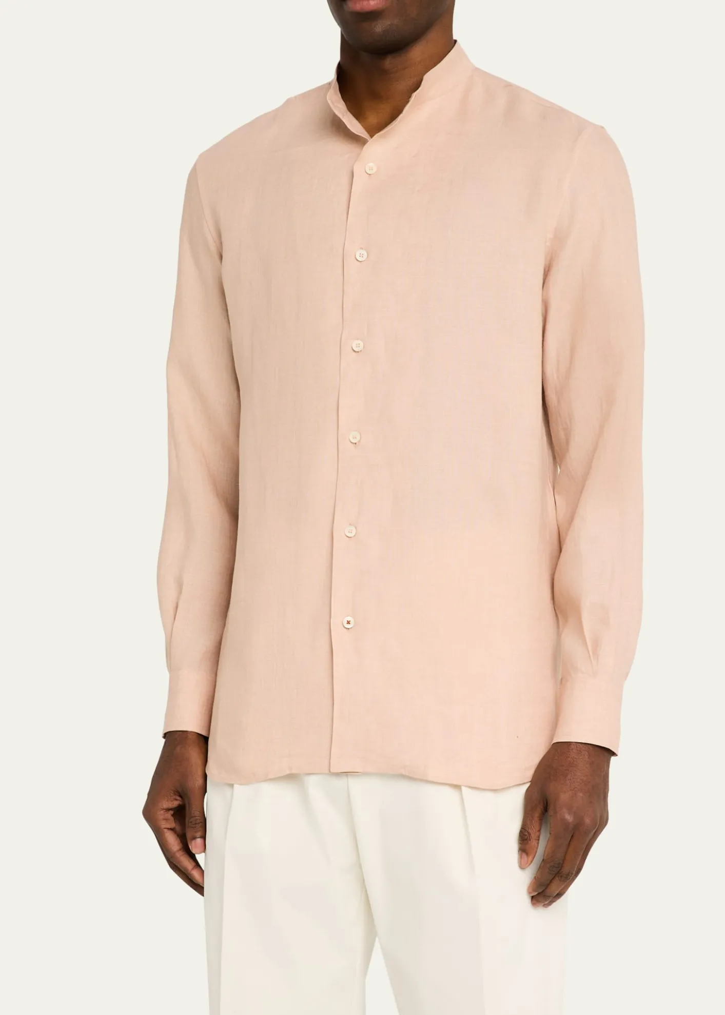 Loro PianaMen's Elia Linen Mandarin-Collar Sport Shirt