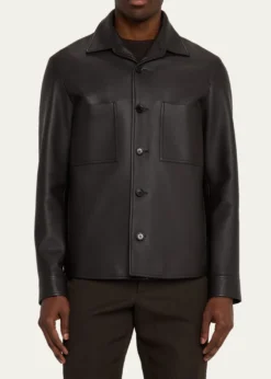 Loro PianaMen's Evandro Calfskin Overshirt