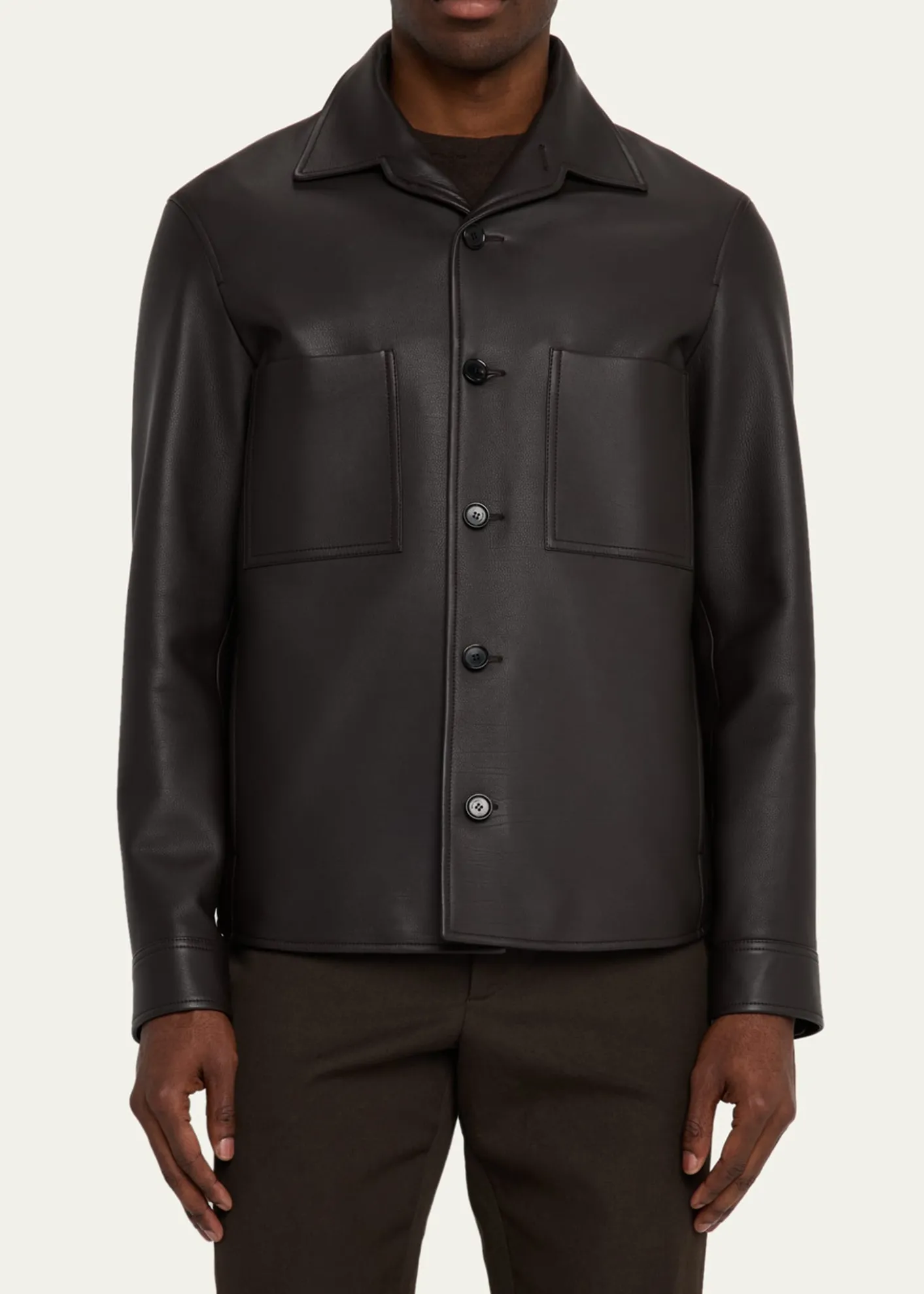 Loro PianaMen's Evandro Calfskin Overshirt