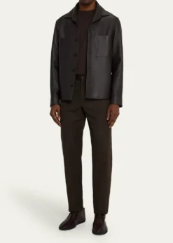 Loro PianaMen's Evandro Calfskin Overshirt