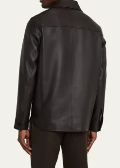 Loro PianaMen's Evandro Calfskin Overshirt