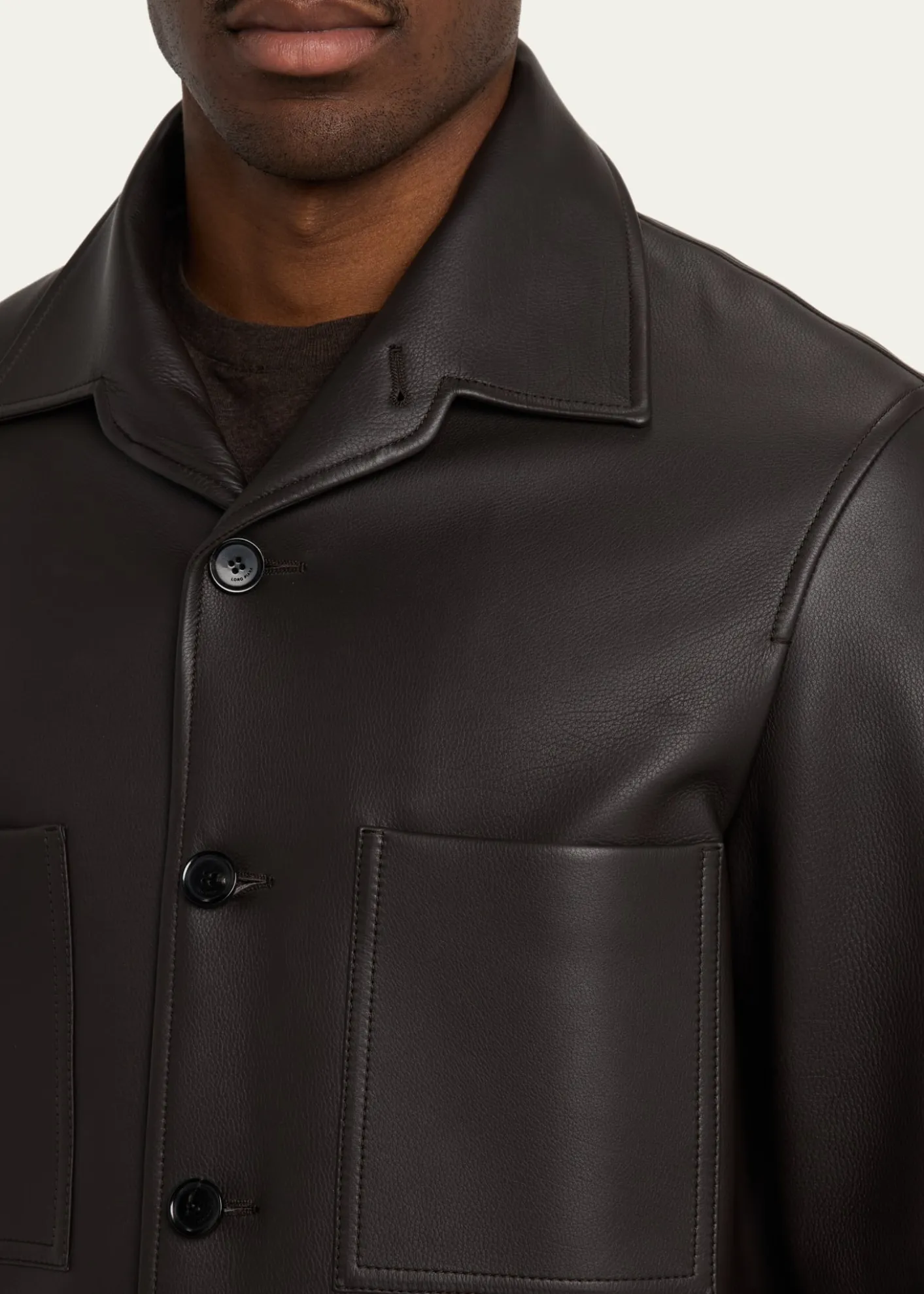 Loro PianaMen's Evandro Calfskin Overshirt