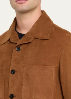 Loro PianaMen's Evandro Leather Overshirt