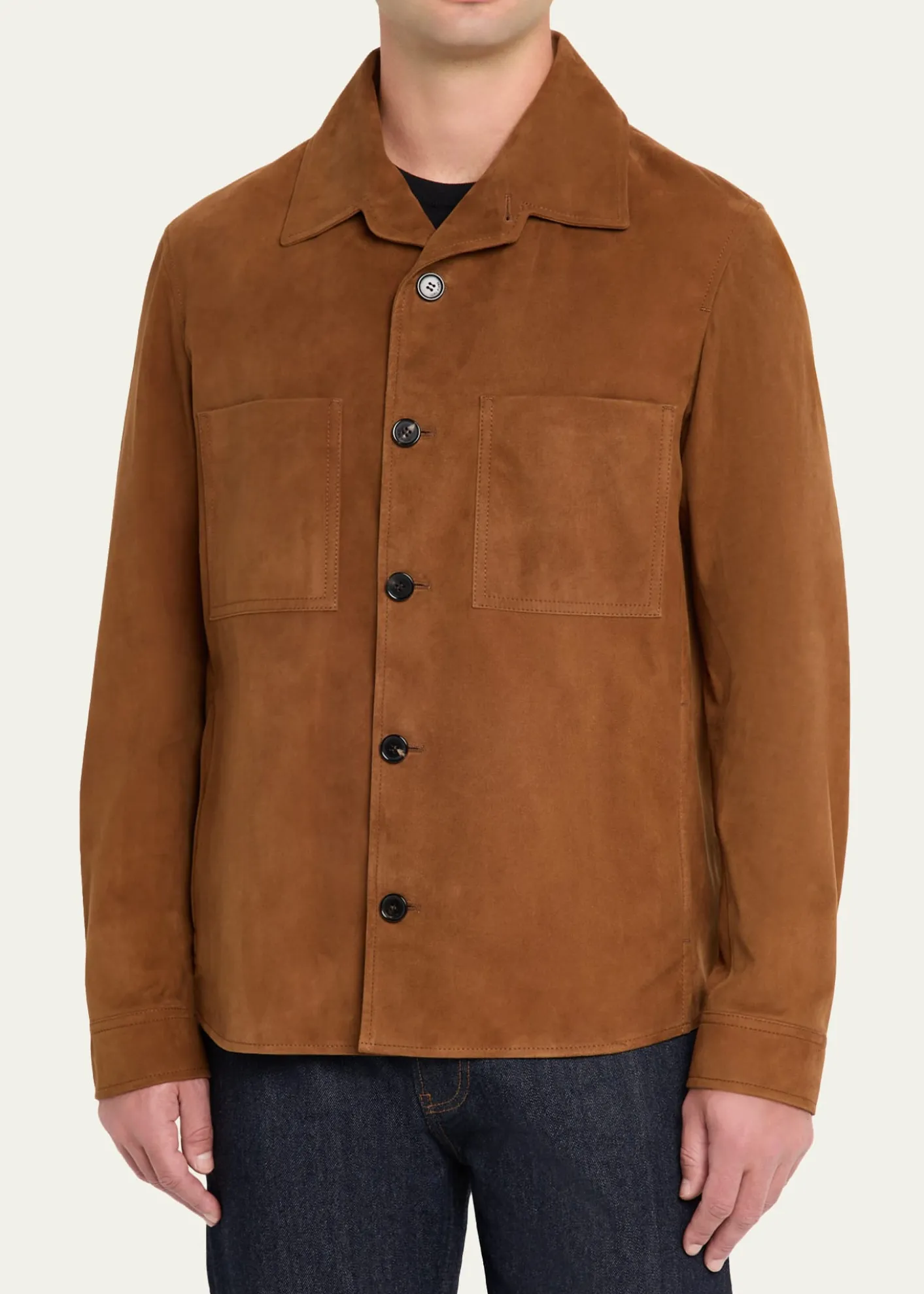 Loro PianaMen's Evandro Leather Overshirt