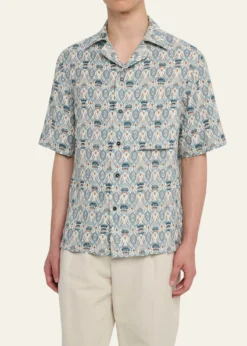 Loro PianaMen's Federico Linen Camp Shirt