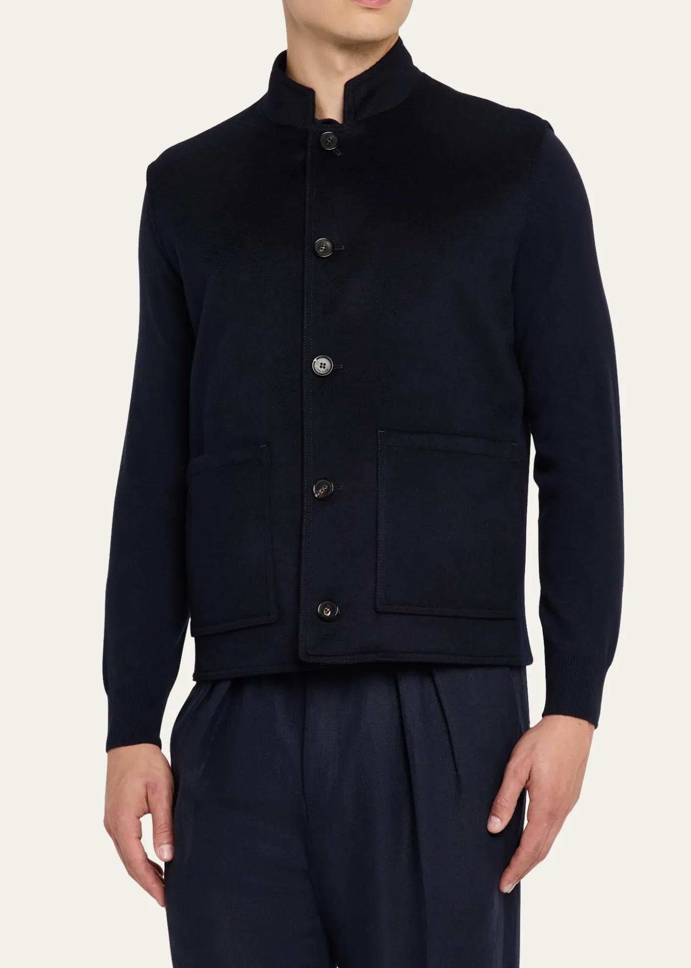 Loro PianaMen's Henley Cashmere Water-Repellent Vest