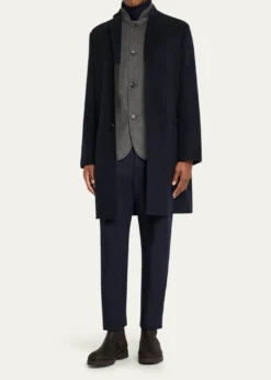 Loro PianaMen's Javier Double Knit Cashmere Rain Overcoat