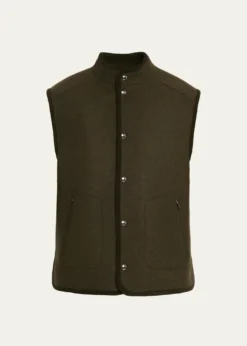 Loro PianaMen's Kelvin Wool and Cashmere Snap-Front Vest