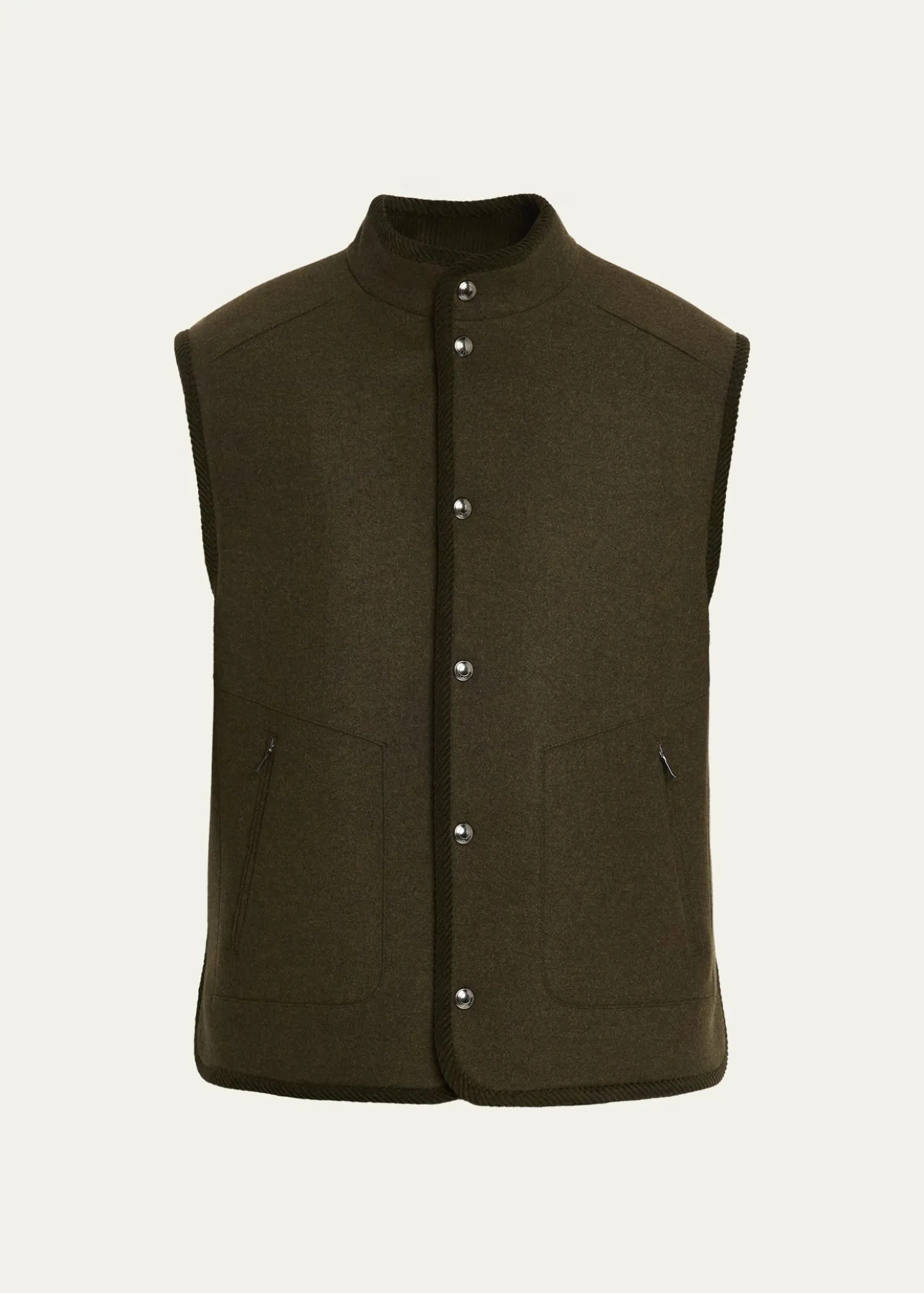 Loro PianaMen's Kelvin Wool and Cashmere Snap-Front Vest