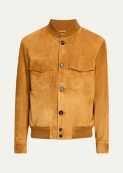 Loro PianaMen's Kiku Suede Bomber Jacket