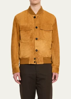 Loro PianaMen's Kiku Suede Bomber Jacket