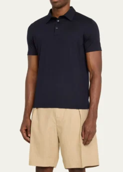 Loro PianaMen's Kim Wool Jersey Polo Shirt