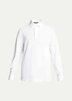 Loro PianaMen's Long-Sleeve Pique Polo Shirt