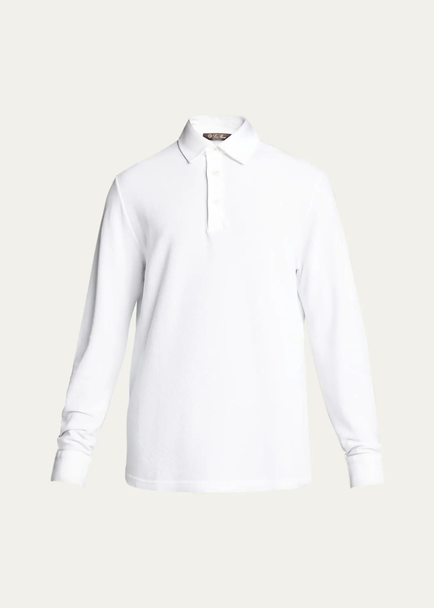 Loro PianaMen's Long-Sleeve Pique Polo Shirt
