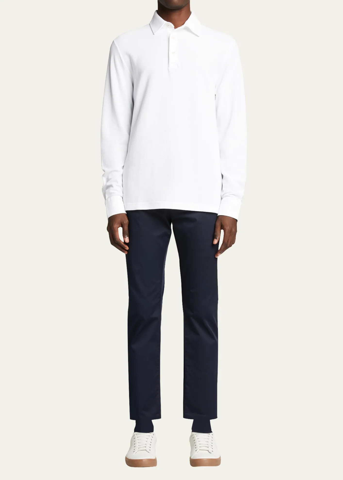 Loro PianaMen's Long-Sleeve Pique Polo Shirt