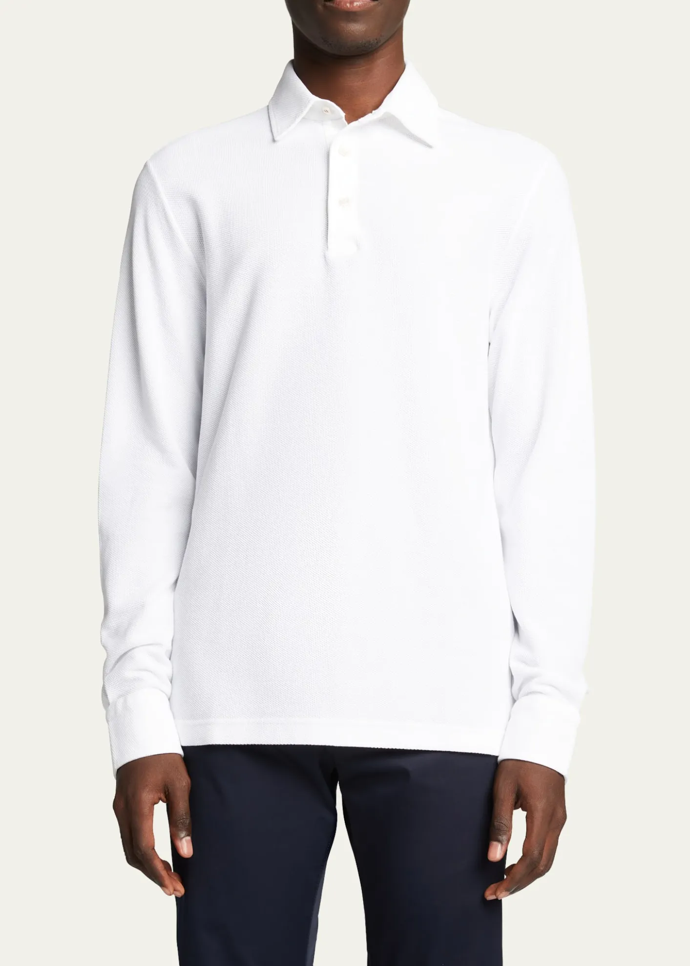 Loro PianaMen's Long-Sleeve Pique Polo Shirt