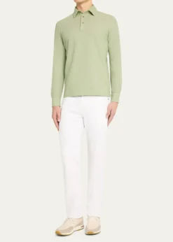 Loro PianaMen's Long-Sleeve Pique Polo Shirt