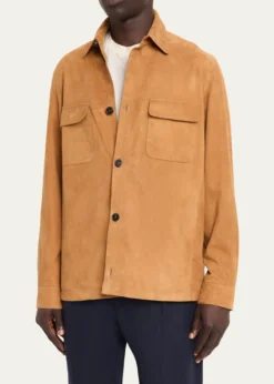 Loro PianaMen's Oversized Suede Shirt Jacket