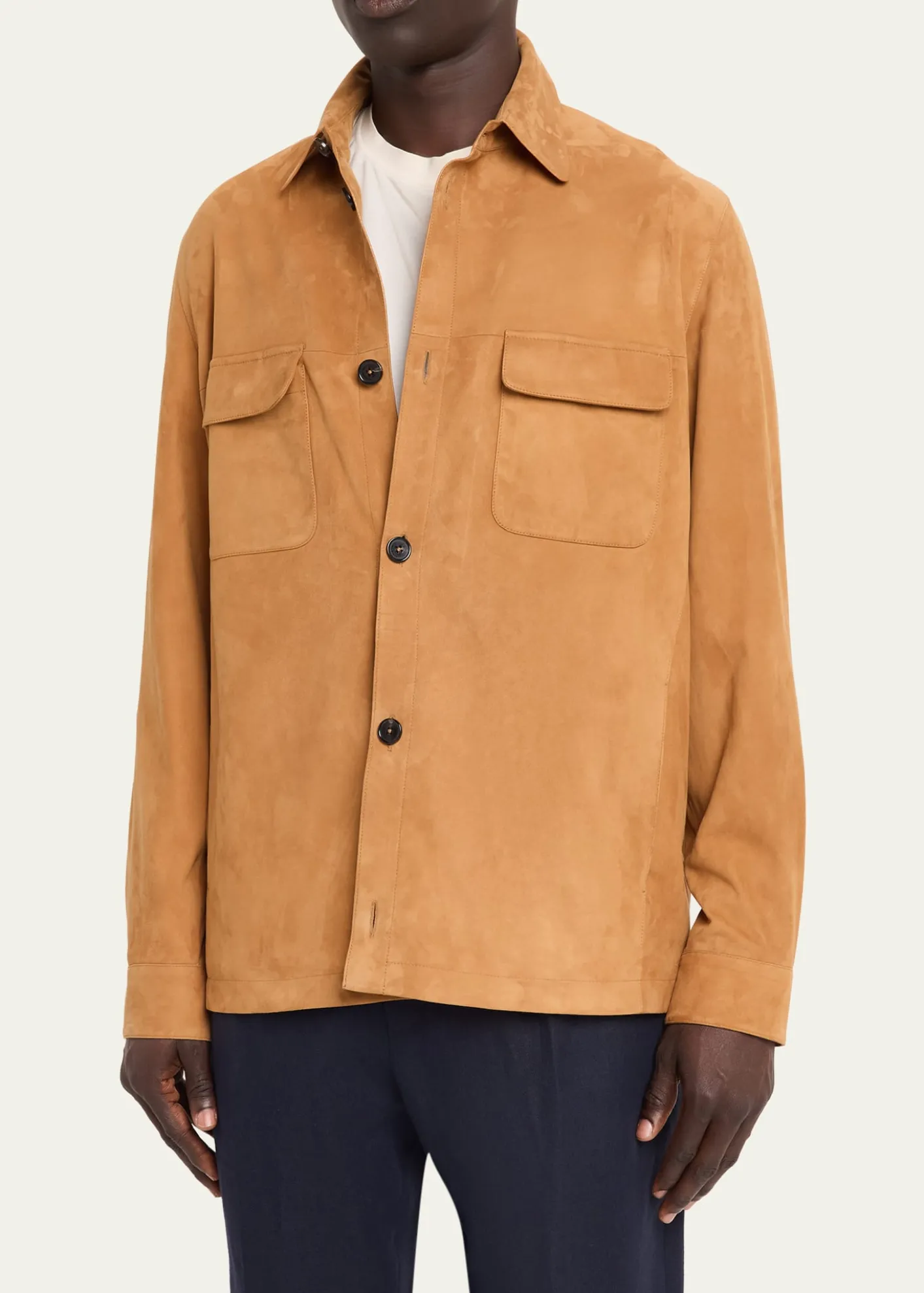 Loro PianaMen's Oversized Suede Shirt Jacket