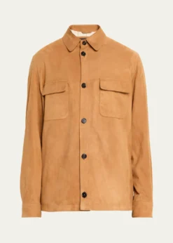 Loro PianaMen's Oversized Suede Shirt Jacket