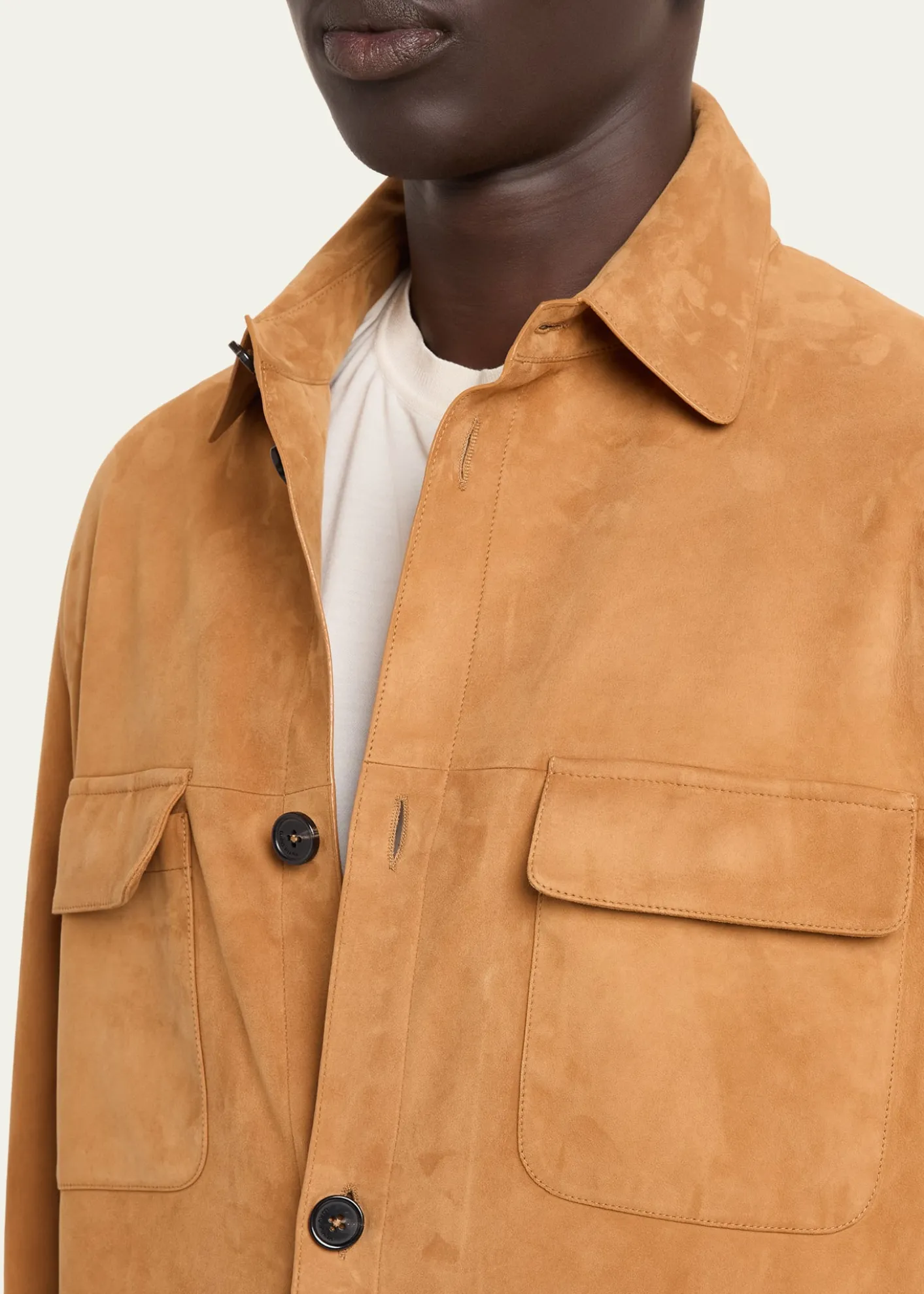 Loro PianaMen's Oversized Suede Shirt Jacket