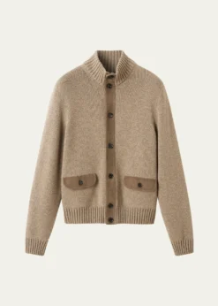 Loro PianaMen's Parksville Suede-Trim Baby Cashmere Bomber Jacket