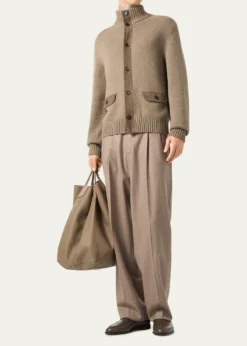 Loro PianaMen's Parksville Suede-Trim Baby Cashmere Bomber Jacket