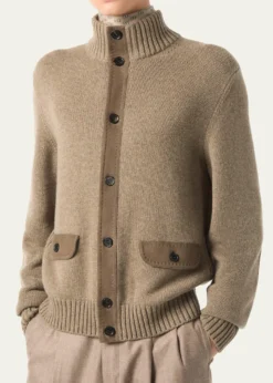 Loro PianaMen's Parksville Suede-Trim Baby Cashmere Bomber Jacket