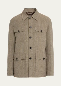 Loro PianaMen's Piers Linen and Virgin Wool Field Jacket