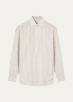 Loro PianaMen's Raffaele Cotton and Linen Stripe Sport Shirt