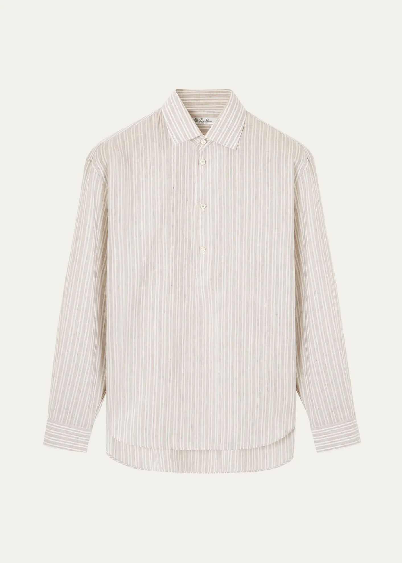 Loro PianaMen's Raffaele Cotton and Linen Stripe Sport Shirt