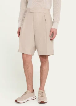 Loro PianaMen's Reinga Linen Pleated Bermuda Shorts