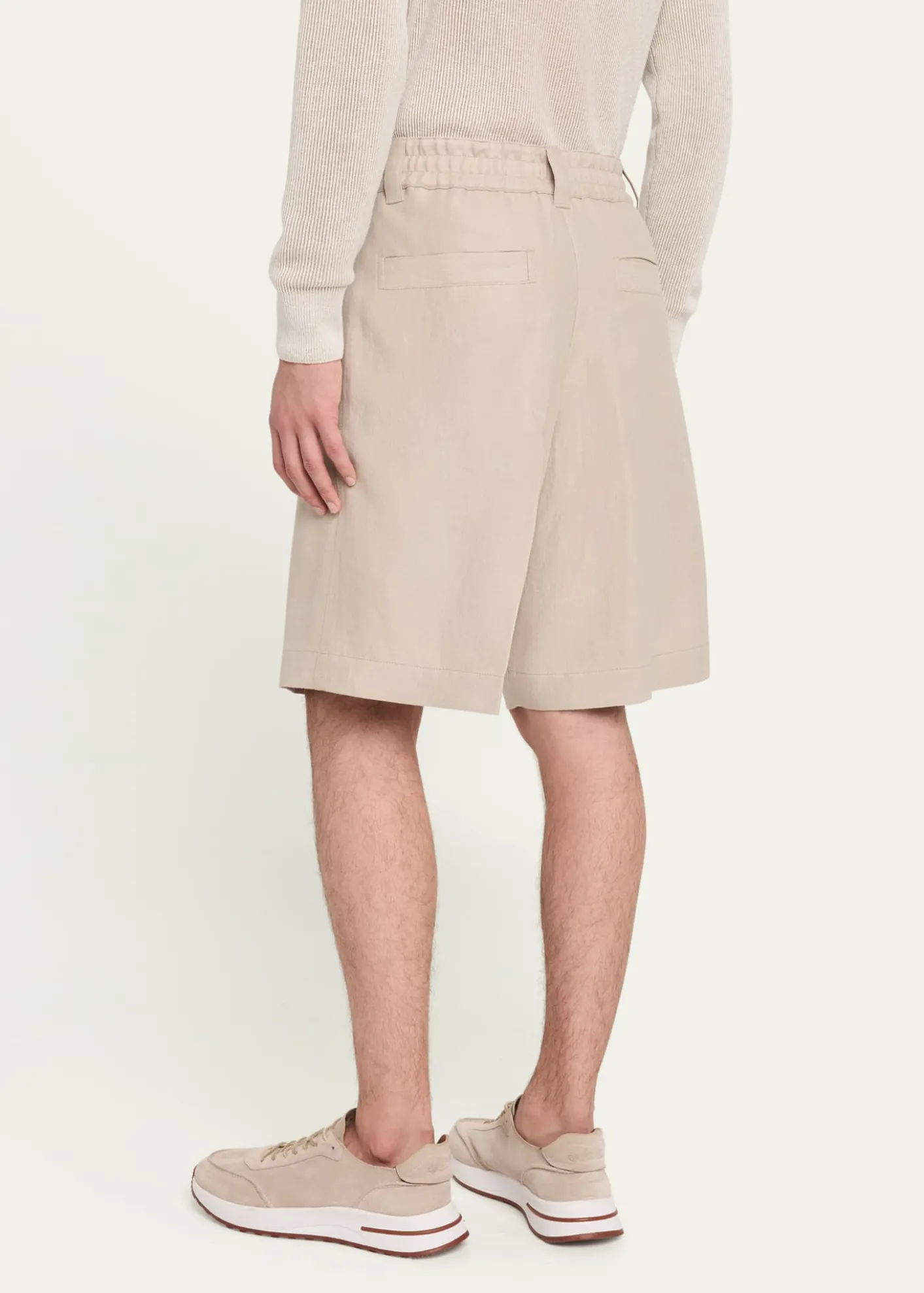 Loro PianaMen's Reinga Linen Pleated Bermuda Shorts