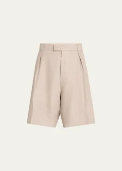 Loro PianaMen's Reinga Linen Pleated Bermuda Shorts