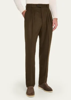 Loro PianaMen's Stafford Virgin Wool and Cashmere Pleated Pants