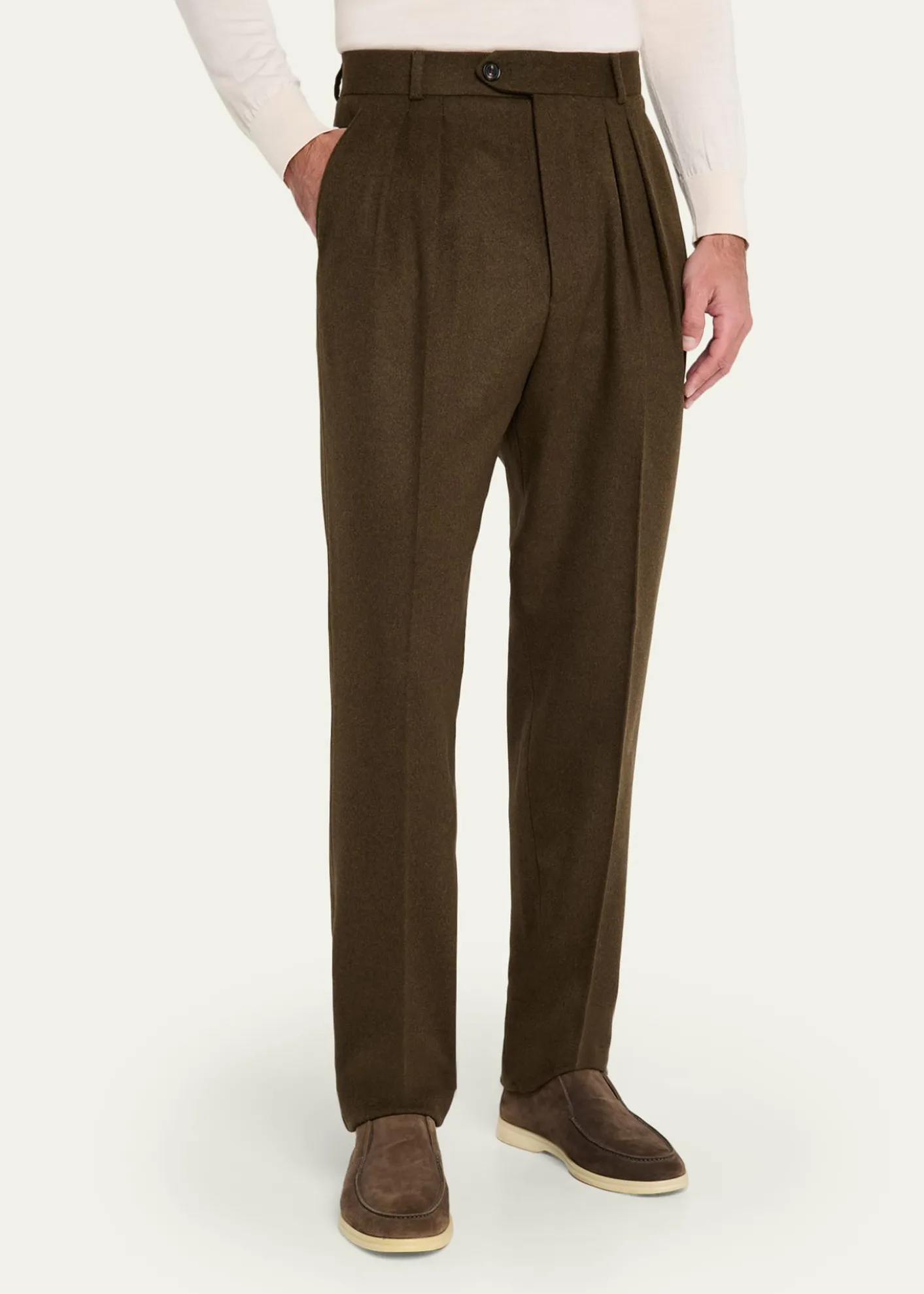 Loro PianaMen's Stafford Virgin Wool and Cashmere Pleated Pants