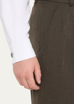 Loro PianaMen's Stafford Wool Twill Pleated Trousers