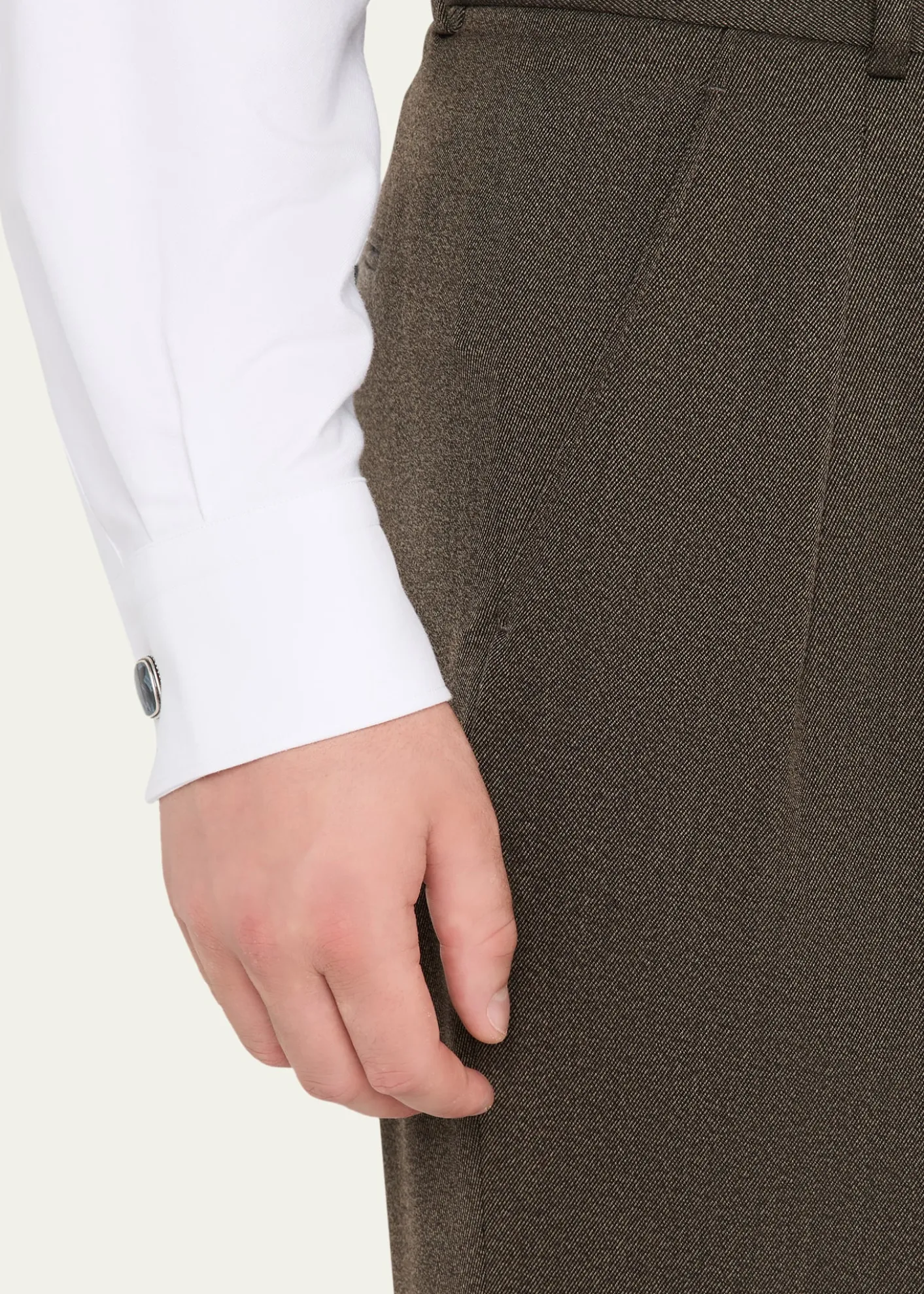 Loro PianaMen's Stafford Wool Twill Pleated Trousers