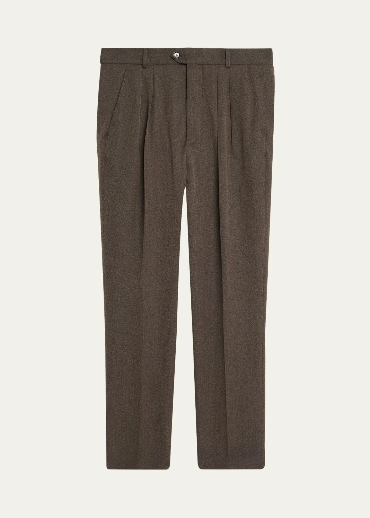 Loro PianaMen's Stafford Wool Twill Pleated Trousers