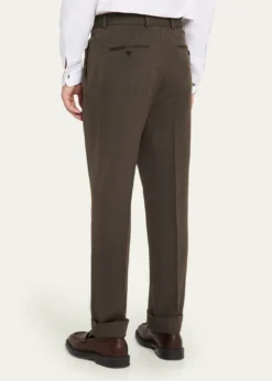 Loro PianaMen's Stafford Wool Twill Pleated Trousers
