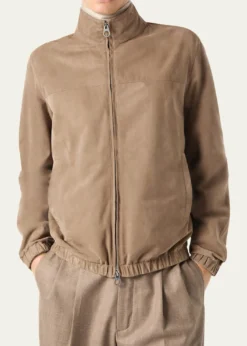 Loro PianaMen's Suede Bomber Jacket